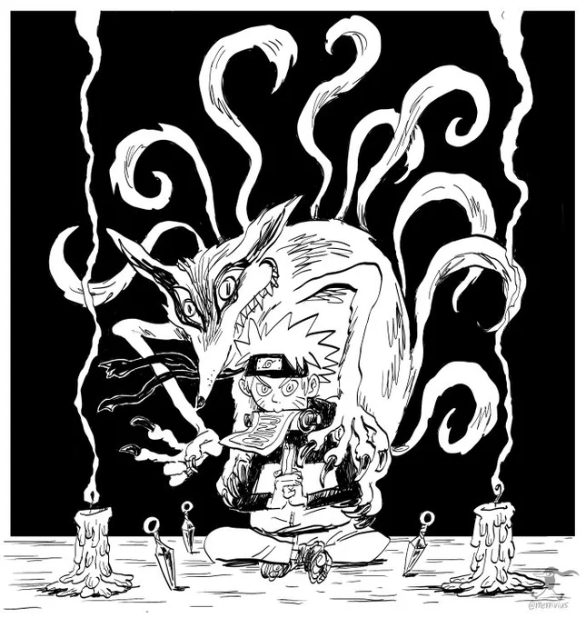 NARUTO!
Small experiment of trying to draw without sketching or reference. 