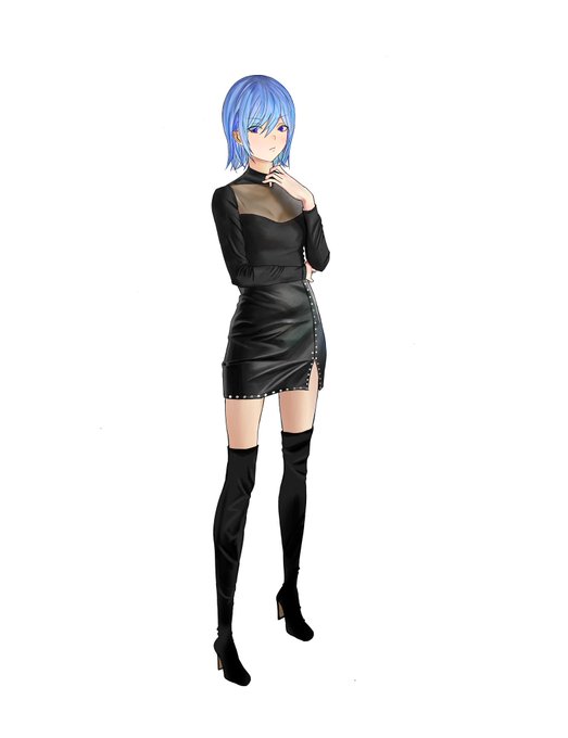 黒コーデが好きっていうイラスト 