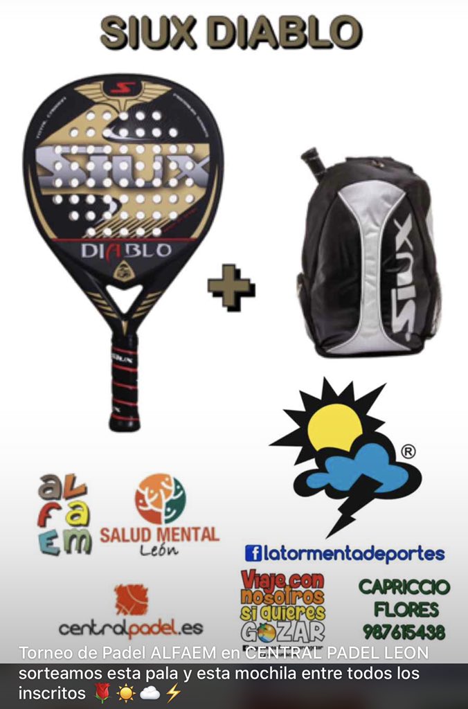 latormenta_'s tweet image. Torneo PADEL Alfaem leon regalamos una pala diablo y mochila entre todos los participantes 🌹☀️☁️⚡️ya tu sabes