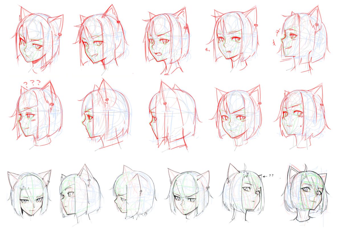 頭・顔の練習→blenderのgrease pencil→???→? 