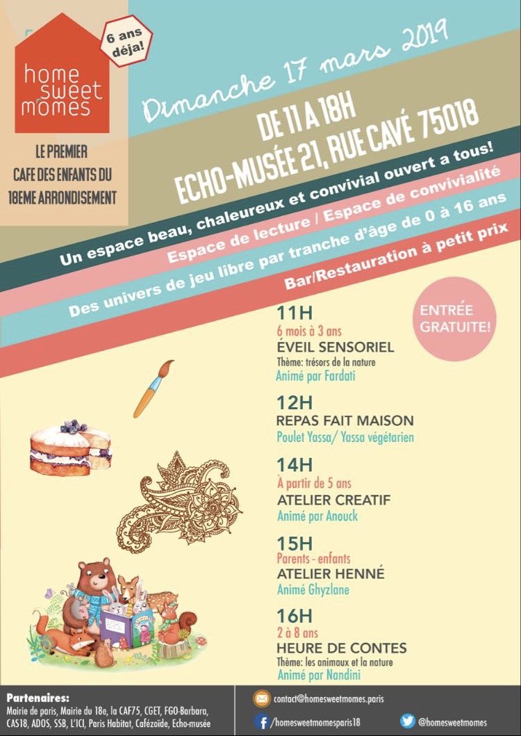 HomeSweetMomes's tweet photo. Le soleil joue à cache-cache mais nous sommes bien là aujourd’hui à l’Echo-musée. Cet après-midi atelier henné avec Ghyzlane et l’heure de contes avec Nandini. #HomeSweetMomes #cafedesenfants #barbes #paris18 #echomusee #famille https://t.co/iA8eBTzL7x