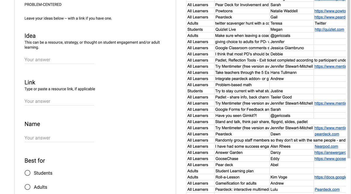 Stella_Pollard's tweet photo. Check out the layout of this Google Site: https://t.co/JBc0mgSZM0 …
Think about how we can use this in faculty meetings, PD, class, and more! Everyone sees the responses. #FCSTechTips #EdTech #CUE19 #KYDLC #KYGoDigital https://t.co/3K3VnjczeC https://t.co/bVFD0hRdX8
