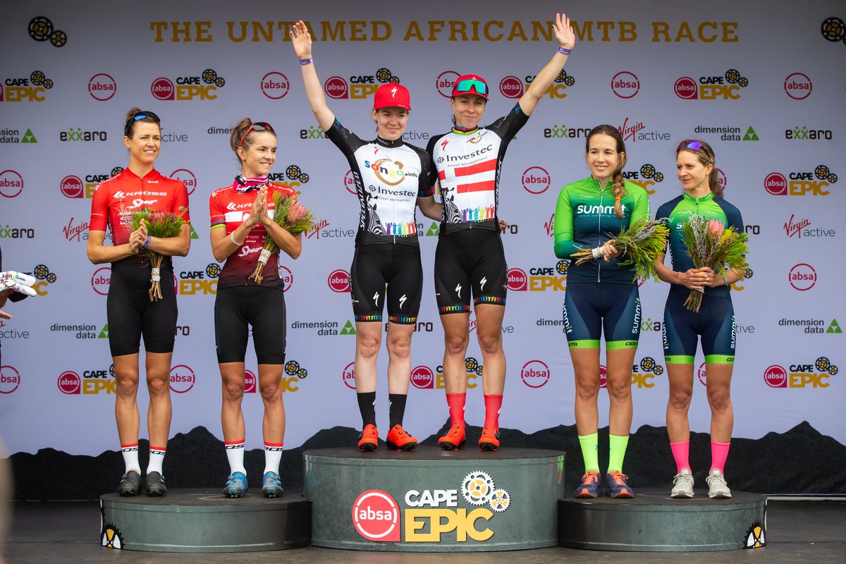AnnikaLangvad's tweet photo. Boy, did I get to blow away the cobwebs! Was so cool to ride with @AnnavdBreggen today. Couldn' t have hoped for a better start to @CapeEpic 
📷@m_cerveny https://t.co/IEKIenw8bN