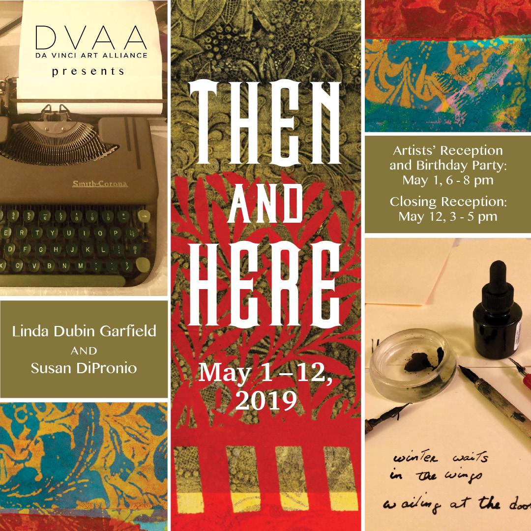smARTbusinessco's tweet photo. Opening of Then and Here @DaVinciArtAlli On May 1, 6- 8 PM featuring works on paper by @lindadgarfield &amp; photographs by @pinkhanger  as well as collages by residents of the Memory Care Unit @AtriaSL. Celebrate Linda's birthday; bring cash or check for Dementia Society of America! https://t.co/GKCKW0WfhR