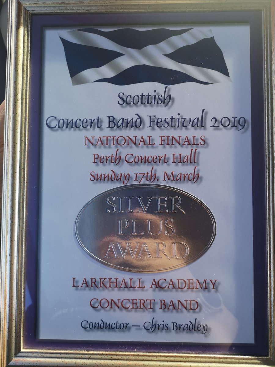 Congratulations to the Larkhall Academy Concert Band and their Conductor Mr Bradley who achieved a Silver Plus Award at today's SCBF finals in Perth. Fantastic achievement everyone!! 🏆🥈