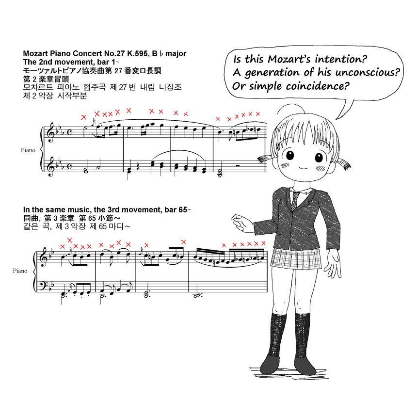 mk_continuo's tweet photo. これ、モーツァルトは狙ったのかな？それとも偶然?
이것, 모차르트가 의도한 것일까? 아니면 우연?

…こういうのを考えるのってわりとオモロイんです。
…이런 걸 생각하기는 이외로 재미있어요.

#Mozart #Piano_Concerto #No_27
#モーツァルト #ピアノ協奏曲
#모차르트 #피아노협주곡 https://t.co/j1wzGzE4St