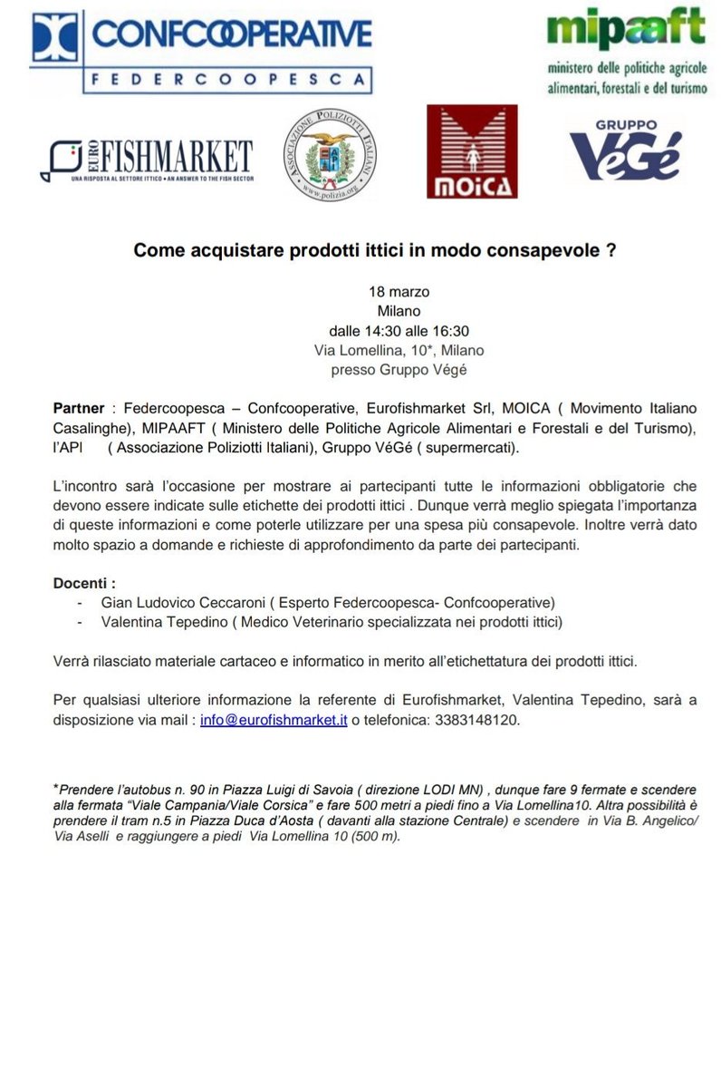 Quanto è importante sapere leggere una #etichetta per fare una #spesa davvero #consapevole di #pesce? Vi aspettiamo domani a Milano (prenotazione obbligatoria) @federcoopesca <a href="/gsantambrogio1/">Giorgio Santambrogio</a> <a href="/GruppoVege/">Gruppo VéGé</a> eurofishmarket.it/news.php?idnew…
