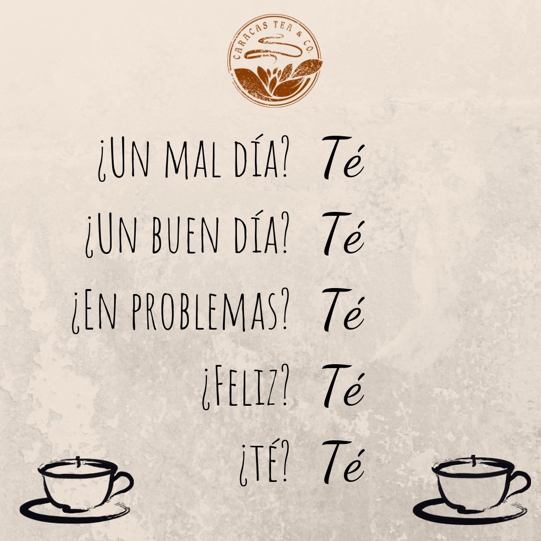 CaracasTeaCo's tweet photo. ¿Té? Té
-
#Cultura #Caracas #CaracasTeaCo #Tea #Té #TeaTime #TeaFriends #TeaEnthusiast #TeaCulture #TeaPeople #DrinkTea #TeaCraft #HechoEnVenezuela #Tea #Love #TeaQuote https://t.co/HGKUIMGAHA