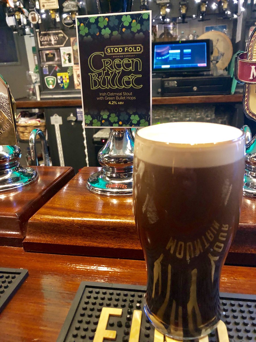 ThePubChampion's tweet photo. Today I will be mostly drinking #stout! This is a beauty, @StodFold #GreenBullet a very nice #Irish oatmeal stout made with green bullet hops! Where else, @TheManorOtley! Happy #StPatricksDay! ☘️🇮🇪 https://t.co/QdKLOiaZ3X