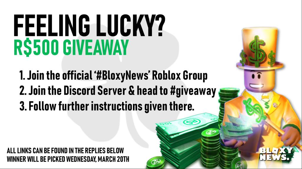 Bloxy News On Twitter Happy Stpatricksday Feeling Lucky I M Holding A R 500 Giveaway Follow The Instructions In The Picture Below To Enter In Roblox Group Https T Co Ny9caufnzs Discord Https T Co Qiurjoykic Https T Co Bjkduu7xpj - how do you join roblox groups on discord