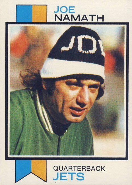 Super70sSports's tweet image. By NFL rules, you must win at least one Super Bowl, own a king-size waterbed, and wear the furs of at least five endangered species in order to get a stocking cap with your name on it. Joe Namath remains the only man who has ever qualified.