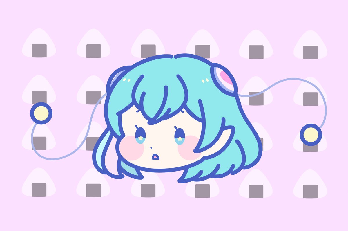 hagoromo lala 1girl solo pointy ears onigiri blue hair blue eyes short hair  illustration images