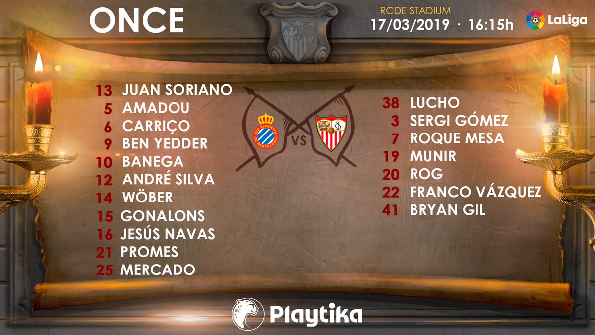 SevillaFC's tweet photo. 🚨 Cambio de última hora en el once inicial del #SevillaFC: 
Juan Soriano sustituye a Vaclík bajo palos por unas molestias del guardameta checo. Lucho se sienta en el banquillo. 
¡Pronta recuperación, Tomáš! 

#vamosmisevilla #EspanyolSevillaFC https://t.co/ylRfOHykqY