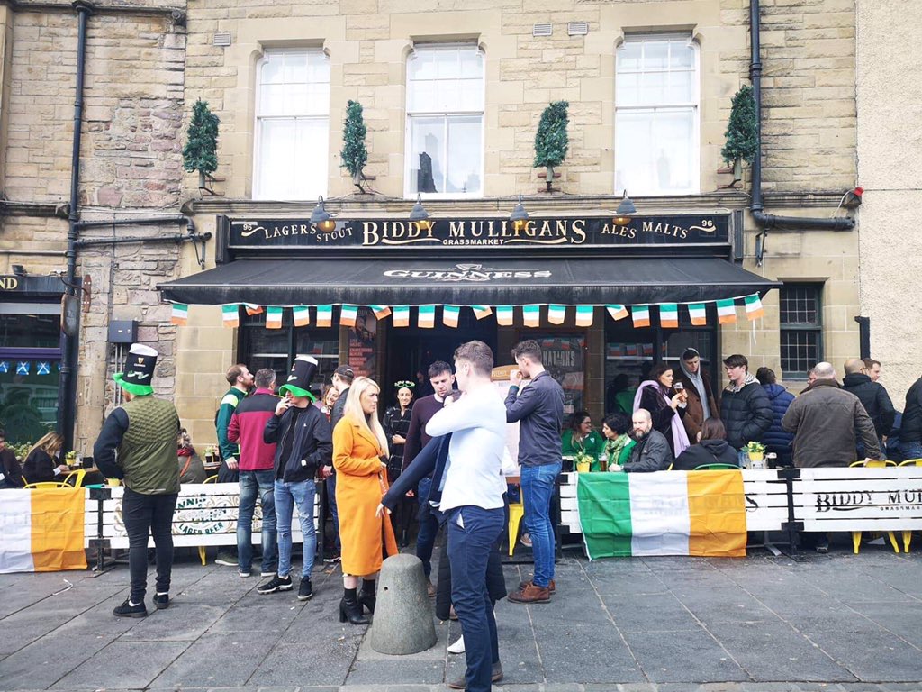 Biddy’s looking very Irish. #cowgatestpats is in full swing so come on down for great craic and of course lots of Guinness!