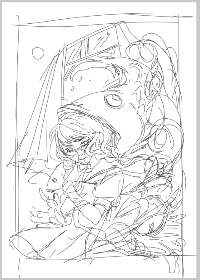 ラフ画描いてるときがいちばん楽しーな 