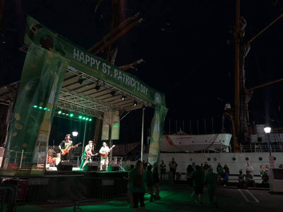 Playing on Savannah River Street with the U.S. Coast Guard Barque Eagle as a backdrop. Hope the cadets enjoyed it. <a href="/USCG/">U.S. Coast Guard</a> #SemperParatus #IrishPunk #inforapenny