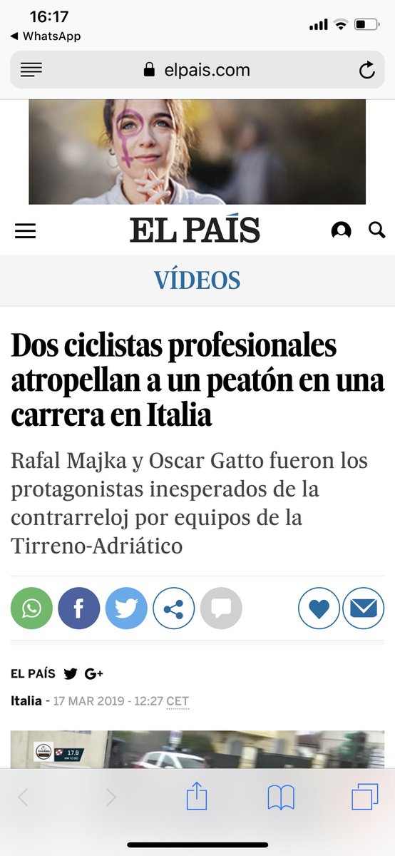 Xavicanellas's tweet photo. ¿dos ciclistas atropellan? Enserio? El título de esta noticia debe ser este? 🤔 Porfavor... “Un peatón invade la calzada durante una prueba ciclista” Mejor? Pero bueno, se genera mas “boom” de la otra forma... Gracias... @elpais_deportes @elpais_espana @el_pais https://t.co/7GomgiQx3E