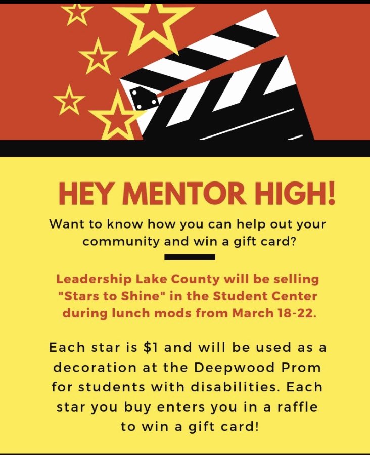 Happy St. Patty’s Day Mentor!!! Leadership Lake County needs YOUR help! Make sure to stop by the student center and buy a star for one dollar that will go towards the Deepwood Prom!