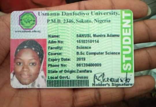 Ibrahim_Bello_'s tweet photo. A final year Computer Science Student named Munirah Adamu, lost her life today at about 4:30pm, in an auto crash at Dange Shuni on her way back to school from zamfara State.

May your gentle soul rest in perfect peace. https://t.co/kom4XvXesp