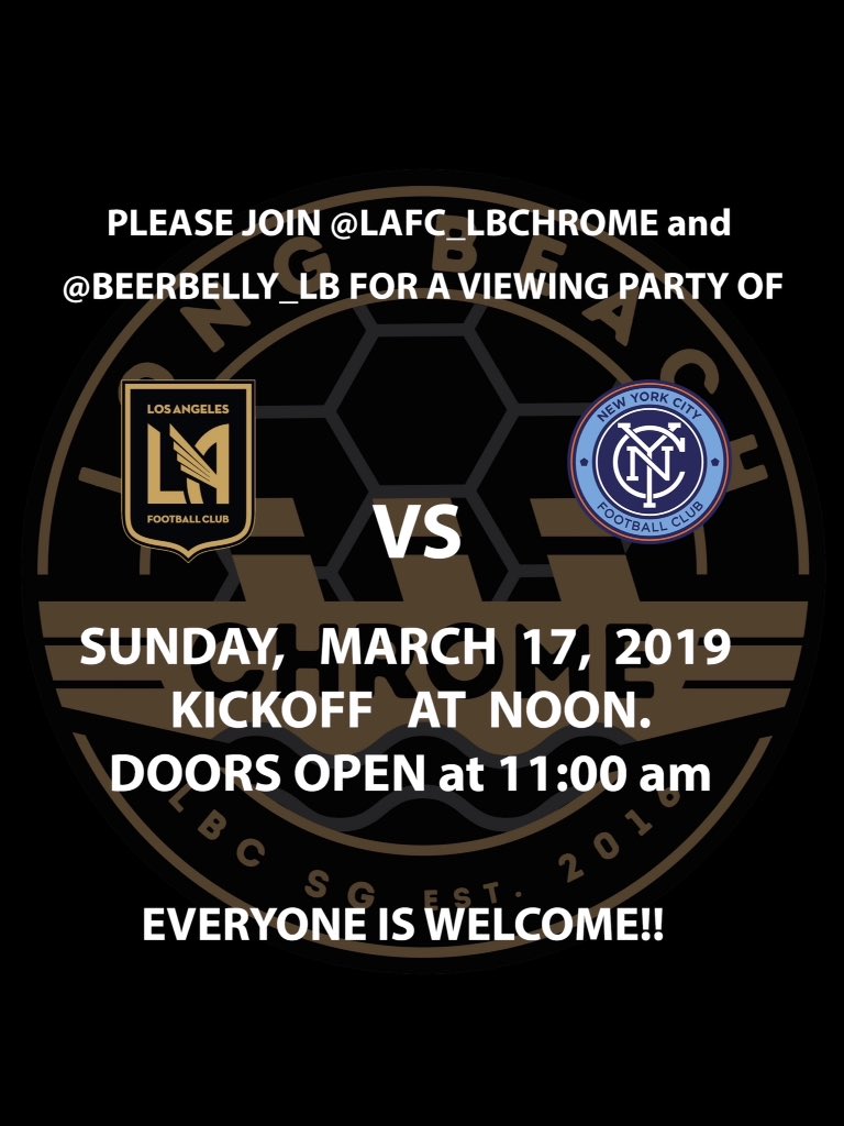 Please join <a href="/lafc_lbchrome/">Long Beach Chrome</a> and @Beerbelly_lb for a viewing party today! 255 Long Beach Blvd. $4 beers. 11am doors. Noon kickoff. Everyone is welcome.