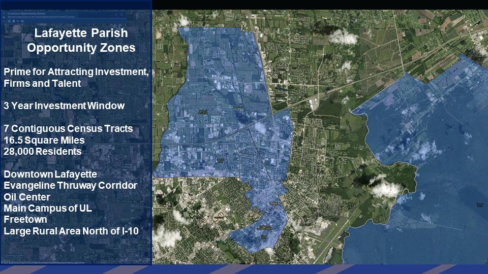Team_Robideaux's tweet photo. Our parish has 7 federally designated opportunity zones. President Trump signed into law the Tax Cuts and Jobs Act in November 2017. The Secretary of the Treasury estimates that $100 billion will flow into these zones over the next 3 years.  I'll be working to secure our share. https://t.co/XetCNX7u4O