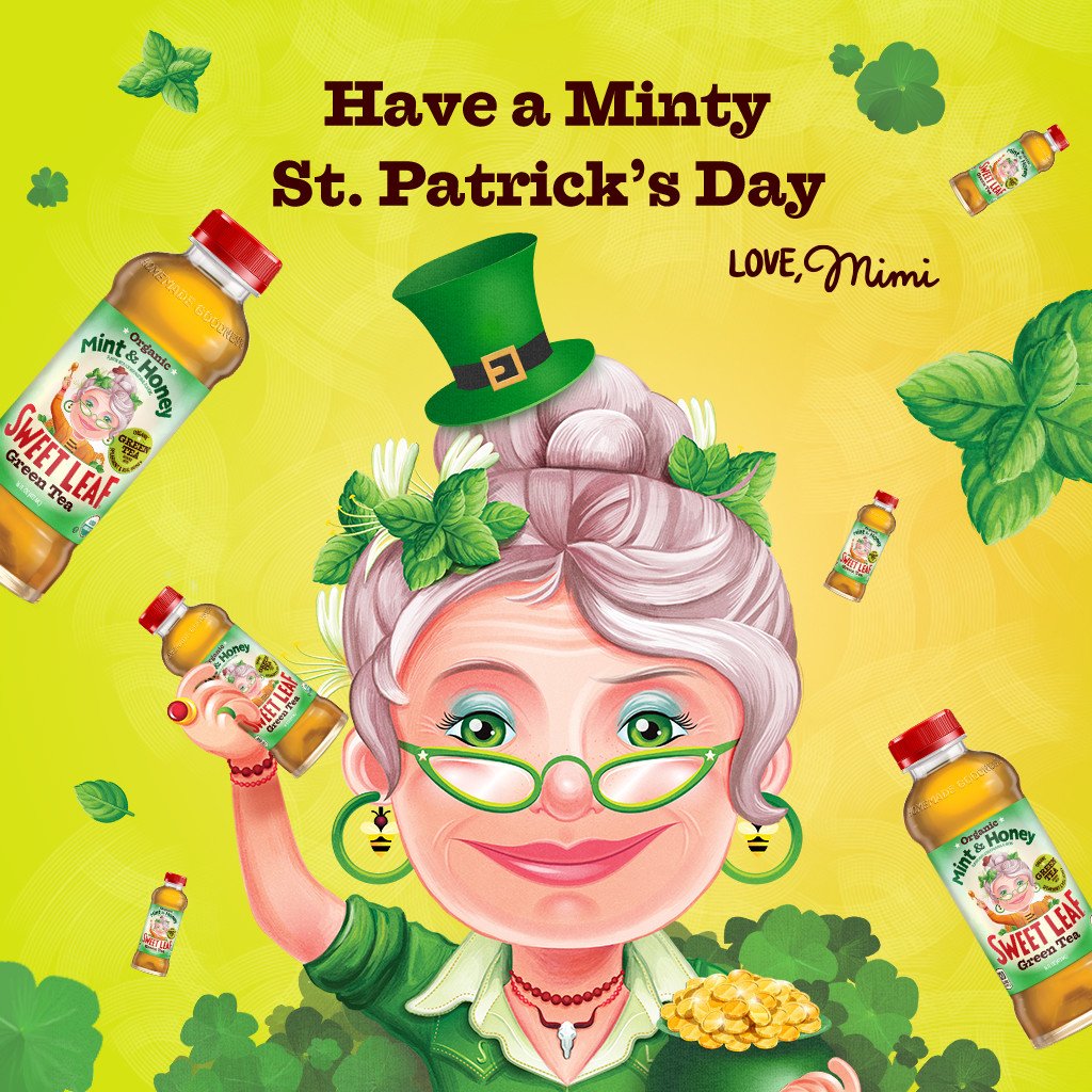 SweetLeafTea's tweet photo. Don't forget your greens! Have a Minty and Happy #StPatricksDay! 🍀 Try our Mint & Honey #SweetLeafTea today! #HowSweetAreYou #SweetButNotTooSweet https://t.co/kJYEx0J3e8