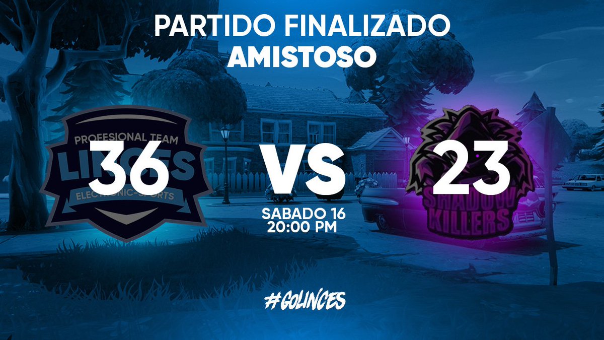 [#WIN]
Ayer disputamos un gran partido contra nuestros amigos de <a href="/ShadowKillers_/">ShadowKillers</a> 
ganamos con total de 36-23 pts. el sistema de punteo fue de solo kills en 4 partidas. aunque ganamos no son de menos nuestro rival ya que lo dio todo en el campo.
#GoLinces