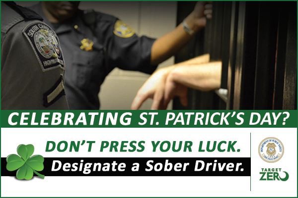 Don’t let the luck of the Irish run out on you today. If you are heading out to celebrate designate a sober driver or call a ride-sharing service. There is no excuse to ever get behind the wheel when impaired. #ArriveAlive #Chsnews <a href="/madd/">madd</a> <a href="/CharlestonPD/">Charleston P.D.</a> @SCDPS_PIO <a href="/CityCharleston/">City of Charleston</a>