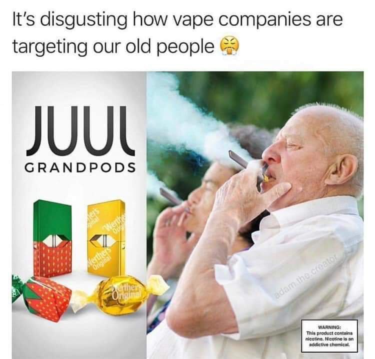 BRAVEmediaMO's tweet photo. JUULis targeting old smokers #SundayTweetorial https://t.co/vpUDNiI2UI