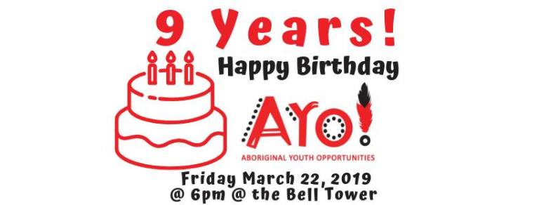 AYOmovement's tweet image. It was exactly 9 years ago today that AYO began @ThunderbirdWPG!! We are now a multi generational youth movement w/ 25+ initiatives being led by urban Indigenous young people! Celebrate with us this Friday at @IFCentre2!!! 🎂 
#9YearsOfAYO #BellTowerFamily
ayomovement.wordpress.com/2019/03/17/hap…