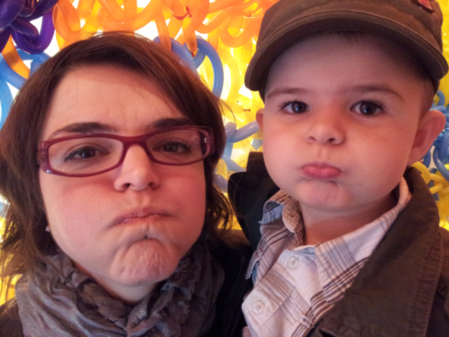 knithacker's tweet photo. Me and Finn at Olek's Crocheted Balloon Funhouse in NYC - hard to believe this was SEVEN YEARS AGO!! 👉 https://t.co/tsCIRqBLmB #art #waybackhack #olek #knithacker #nyc #crochet https://t.co/7XD8TjUolI