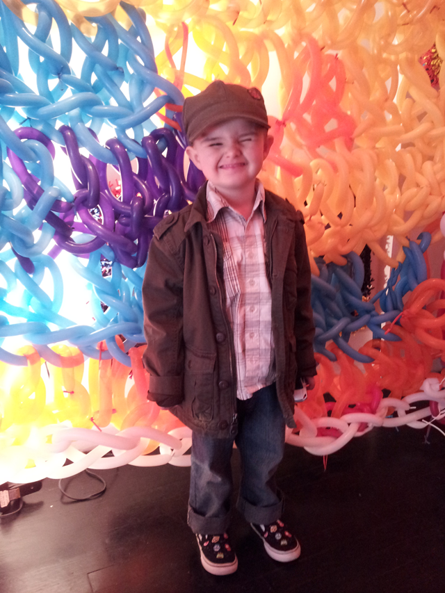 knithacker's tweet photo. Me and Finn at Olek's Crocheted Balloon Funhouse in NYC - hard to believe this was SEVEN YEARS AGO!! 👉 https://t.co/tsCIRqBLmB #art #waybackhack #olek #knithacker #nyc #crochet https://t.co/7XD8TjUolI