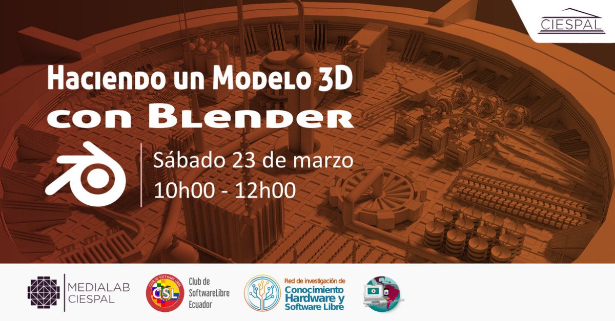 MedialabCIESPAL's tweet photo. El #ClubDelSoftwareLibreEC te invita a conocer una de las mejores alternativas para el diseño y producción de animación en 3D. En este taller conocerás sobre esta fabulosa herramienta y todo su potencial
Registro en: https://t.co/G5x30Y9ou0 https://t.co/t8xCQBLN2m
