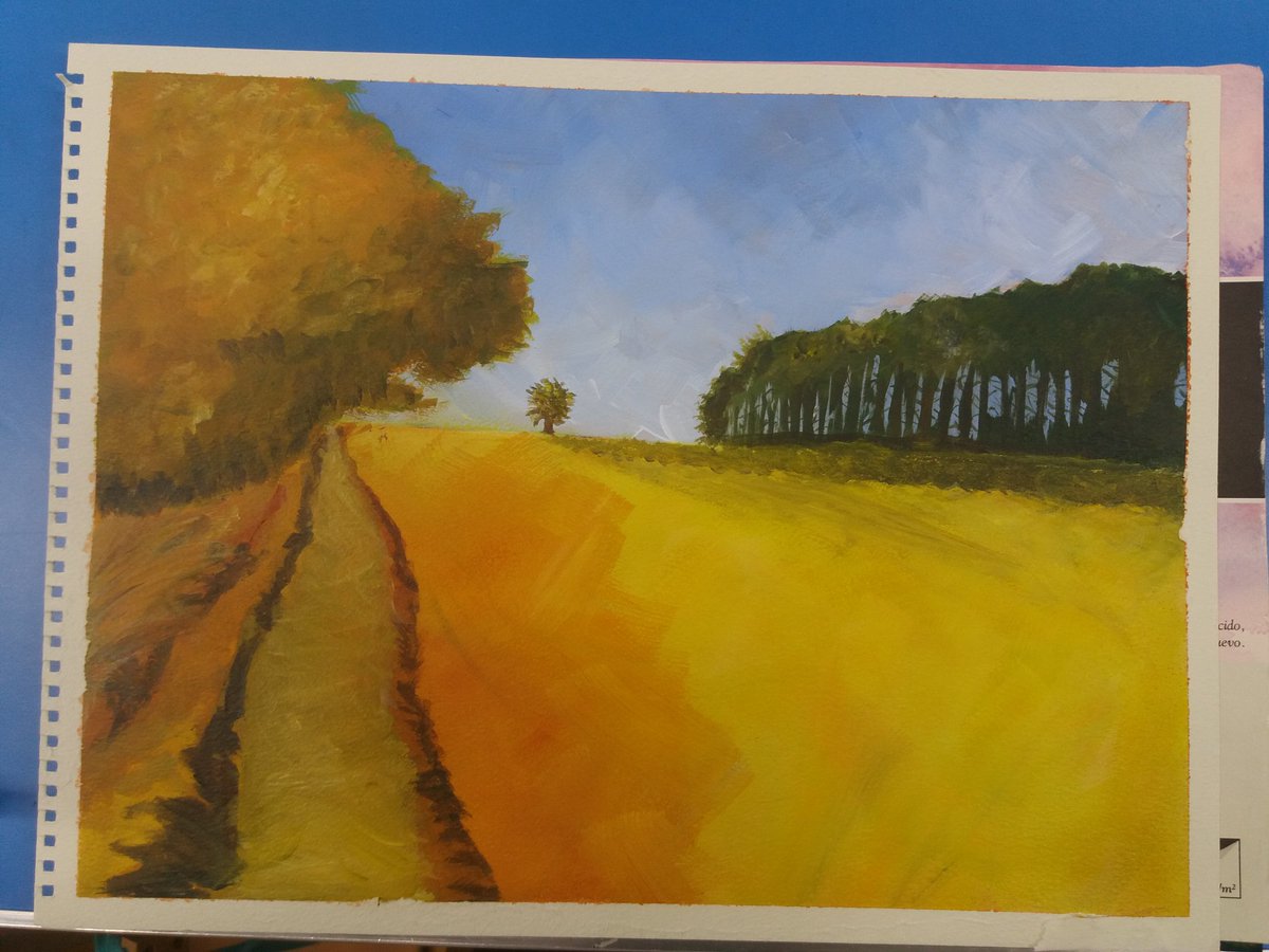 Impressionist painting of my local rural dog walking. :)