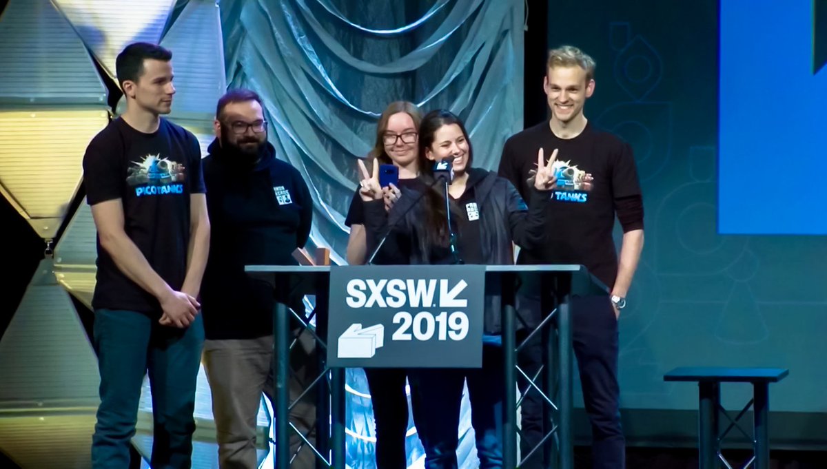 PicoTanks's tweet photo. 💥Pico Tanks won a @SXSWGaming Gamer's Voice Award!💥

We are incredibly grateful to everyone visiting the booth at #SXSWGaming this weekend and it's an honour to be voted your favourite indie mobile game at #SXSW. Thank you! 

❤️ Panda Arcade

https://t.co/verseLzoh3 https://t.co/7XTUpsmB1P