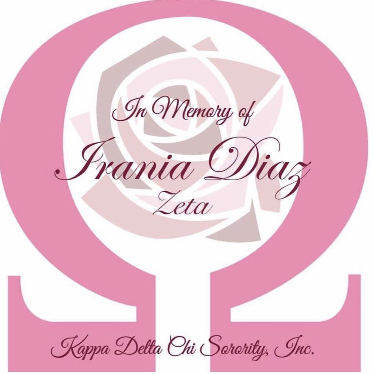 It’s with a heavy heart that Kappa Delta Chi shares, Irania Diaz, a sister of the Zeta chapter, has passed away. We send our deepest condolences to the family &amp; friends of Irania. Please keep this sister, Zeta chapter, &amp; her loved ones in your thoughts &amp; prayers.