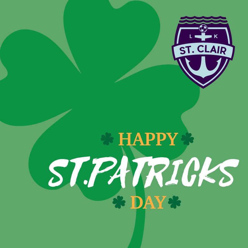 LK_StClair's tweet photo. Happy St. Patrick’s Day from LK to you! Hope you all are having a fun and safe day! Keep an eye out for exciting announcements this week⚽️🍀 #happystpatricksday #longlivethelake #lkstclair #soccer #holiday https://t.co/faHT179MF2