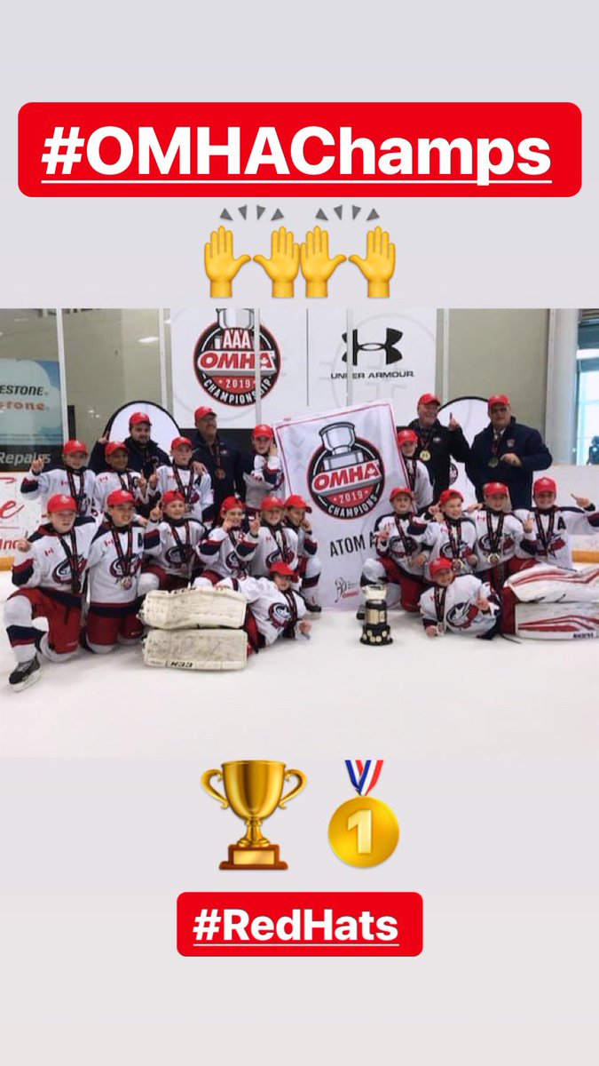 CarsonBirdGS's tweet photo. OMHA GOLDDD!!🥇🏆🙌 #AtomAAA #OMHAChamps2019 #RedHats @HometownHockey @ClaringtonZone https://t.co/yj5KbkeTm5