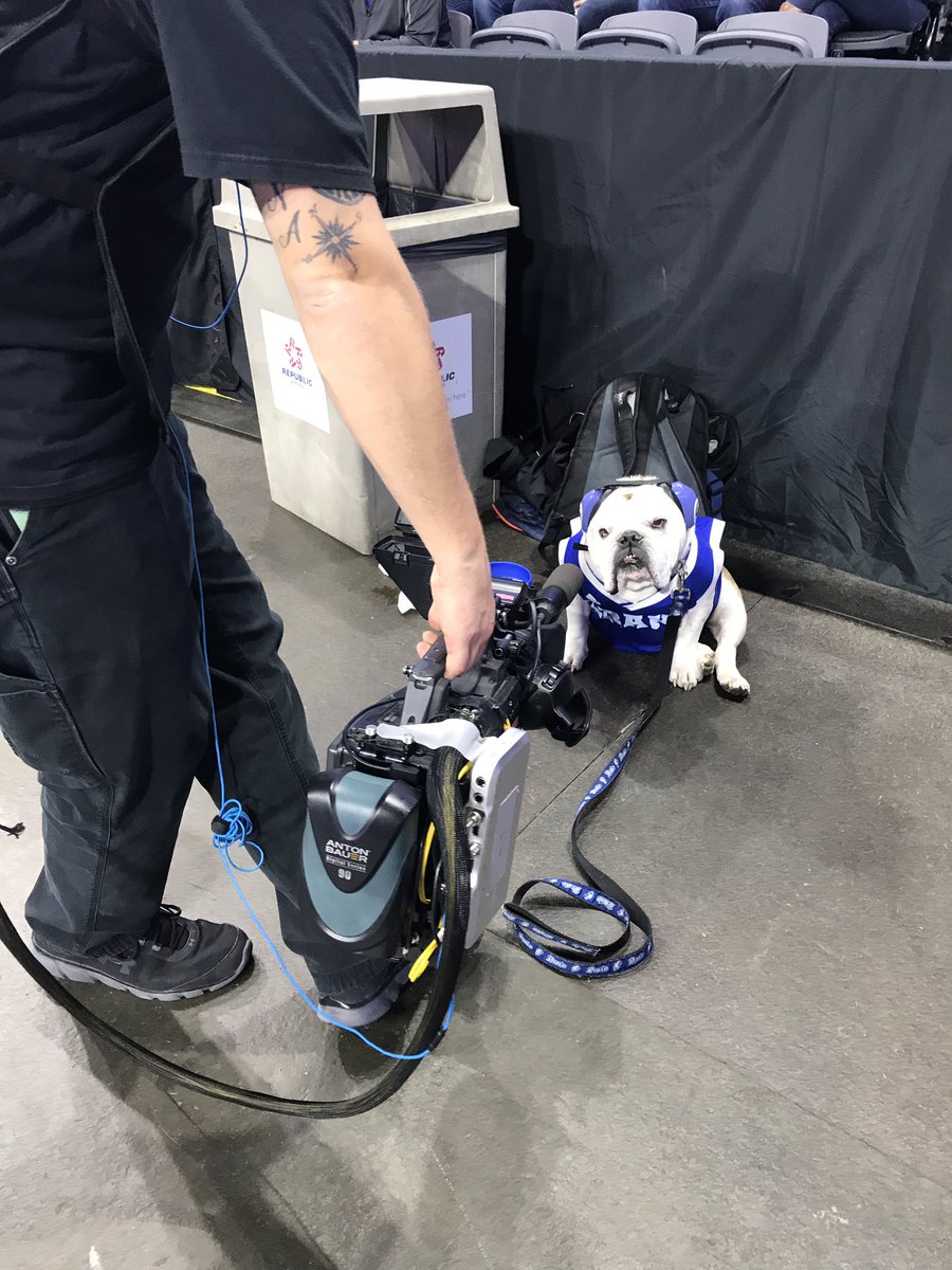 DrakeUGriff's tweet photo. If I had known I was going to be on @MVCsports TV again at halftime, I wouldn’t have positioned myself next to a trash can. Oh well, hopefully they’ll focus on the face... #imabearslayer #WeRise #BeBlue @DrakeWBB https://t.co/Z8UwpEYWAe