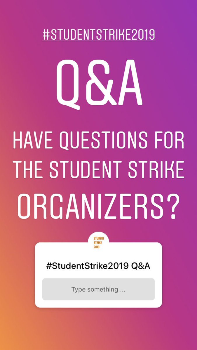 Studentstrikeus's tweet image. We’re having a Q&amp;amp;A on Instagram, follow us at @studentstrike2019