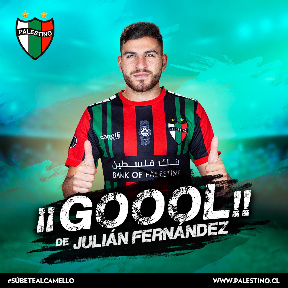 CDPalestinoSADP's tweet photo. ⏰ 56‘ G⚽️⚽️⚽️⚽️⚽️⚽️L DE PALESTINO

Julián Fernández una vez más, tras notable asistencia de Lucas Passerini. ¡Grande Juli!

#Iquique 1-2 #Palestino

#VamosPalestino 🇵🇸
#CampeonatoAFPPlanVital 🇨🇱 https://t.co/YjoQFMFDka