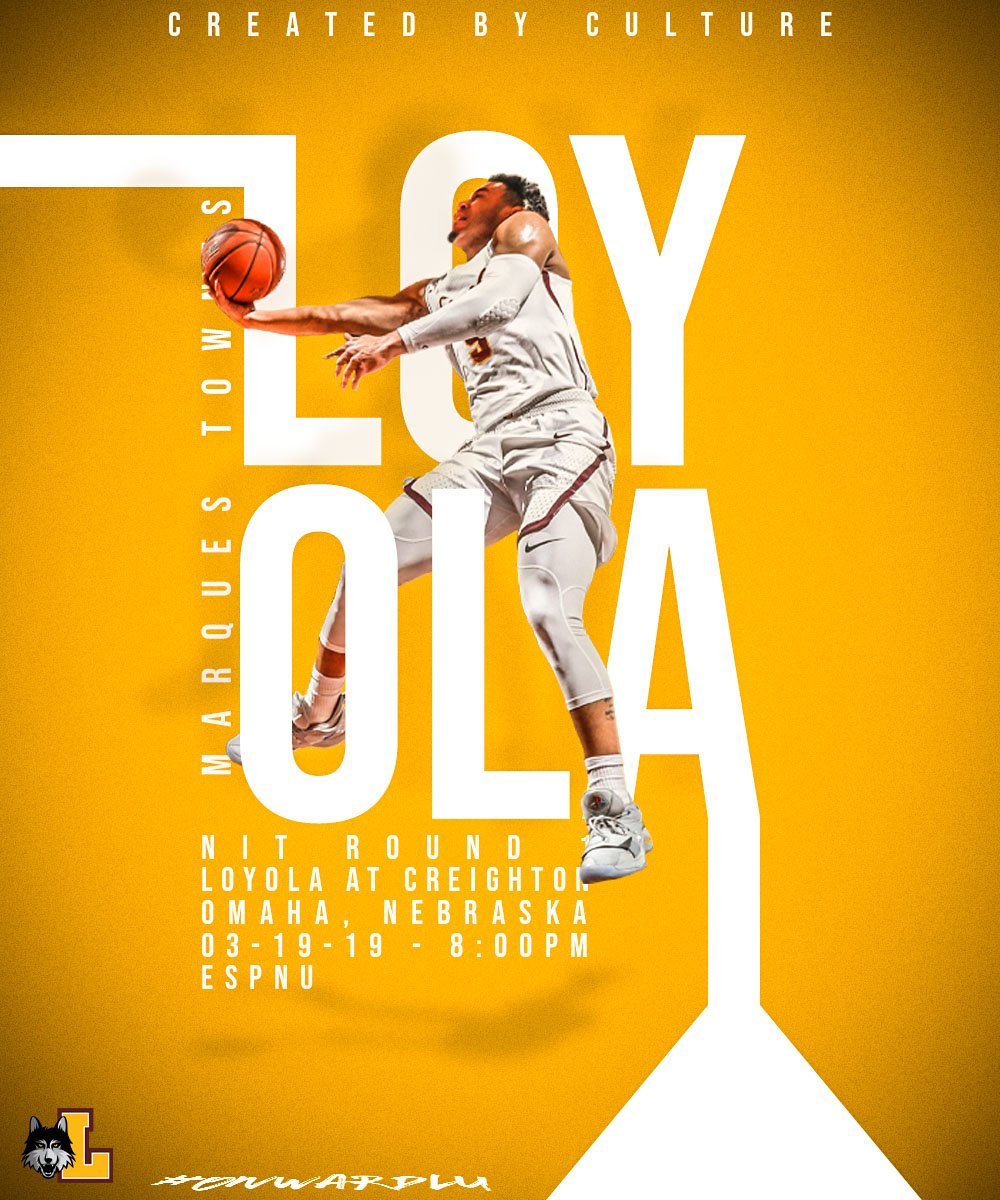 #Loyola travels to Jesuit rival <a href="/BluejayMBB/">Creighton Men’s Basketball</a> Tuesday (March 19) at 8 pm for a first-round matchup in the #NIT. The game will be televised live on <a href="/ESPNU/">ESPNU</a>. loyolaramblers.com/news/2019/3/17… #MVCHoops #OnwardLU