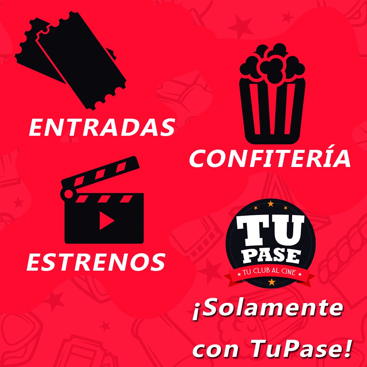 ClubTuPase's tweet photo. ¿Sabías qué...con TuPase puedes acceder a entradas mensuales a mitad de precio, descuentos en confiterías y además puedes ir a estrenos? ¿Quieres probar? Tenemos un groupon para ti <3  https://t.co/2yZOBAVGvK https://t.co/hOXbwlLelz