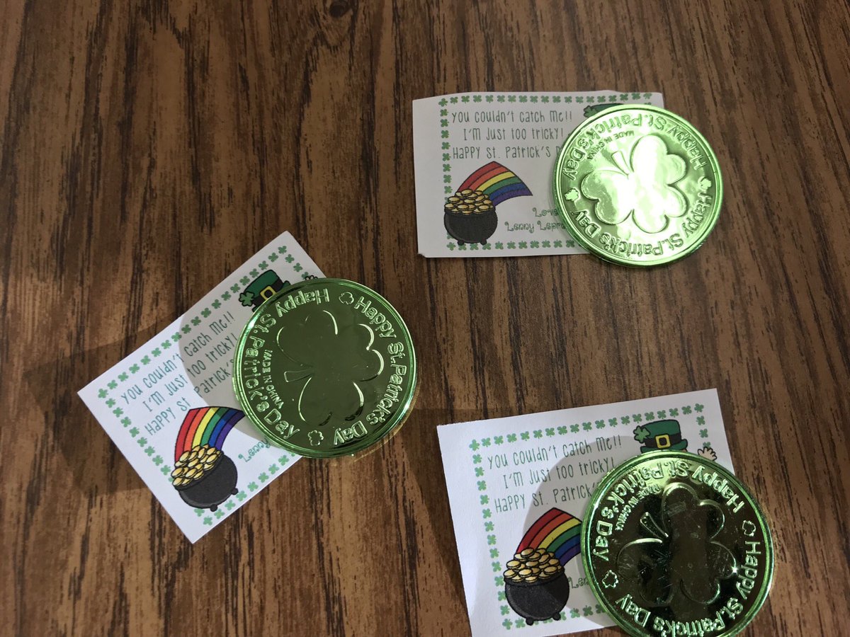 MrsKWood14's tweet photo. Lenny the Leprechaun may have been too sneaky to get caught in our traps but as least he was kind enough to leave us some gold! #holidaystem #stpattysdayfun Happy St. Patrickβs Day! βοΈ https://t.co/MWnqPcnRO7