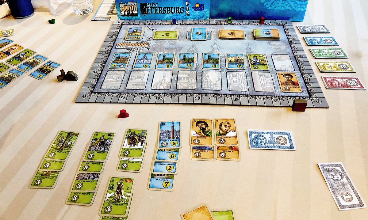 MeepleMaven's tweet photo. Quick teach at #ConnCon of oldie #StPetersburg.
#CardDrafting #BoardGames https://t.co/u90GLP9YQ2