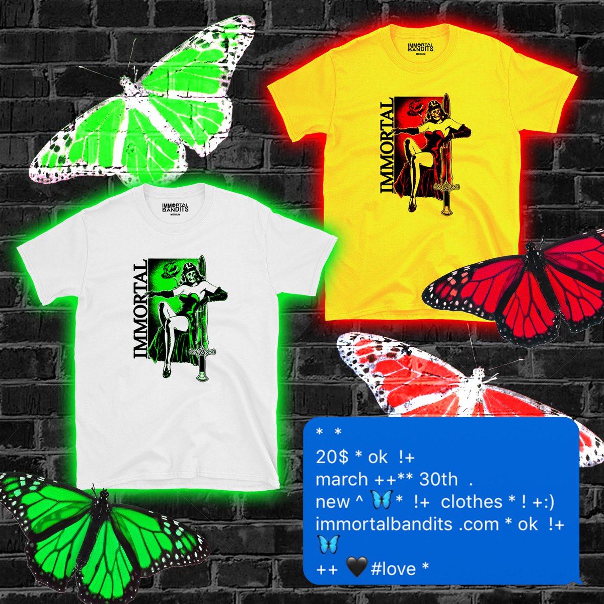 immortaIusa's tweet image. *  *
20$ * ok  !+
march ++** 30th  .
 new ^ 🦋*  !+  clothes * ! +:) 
immortalbandits .com * ok  !+
🦋 
++ 🖤#love *