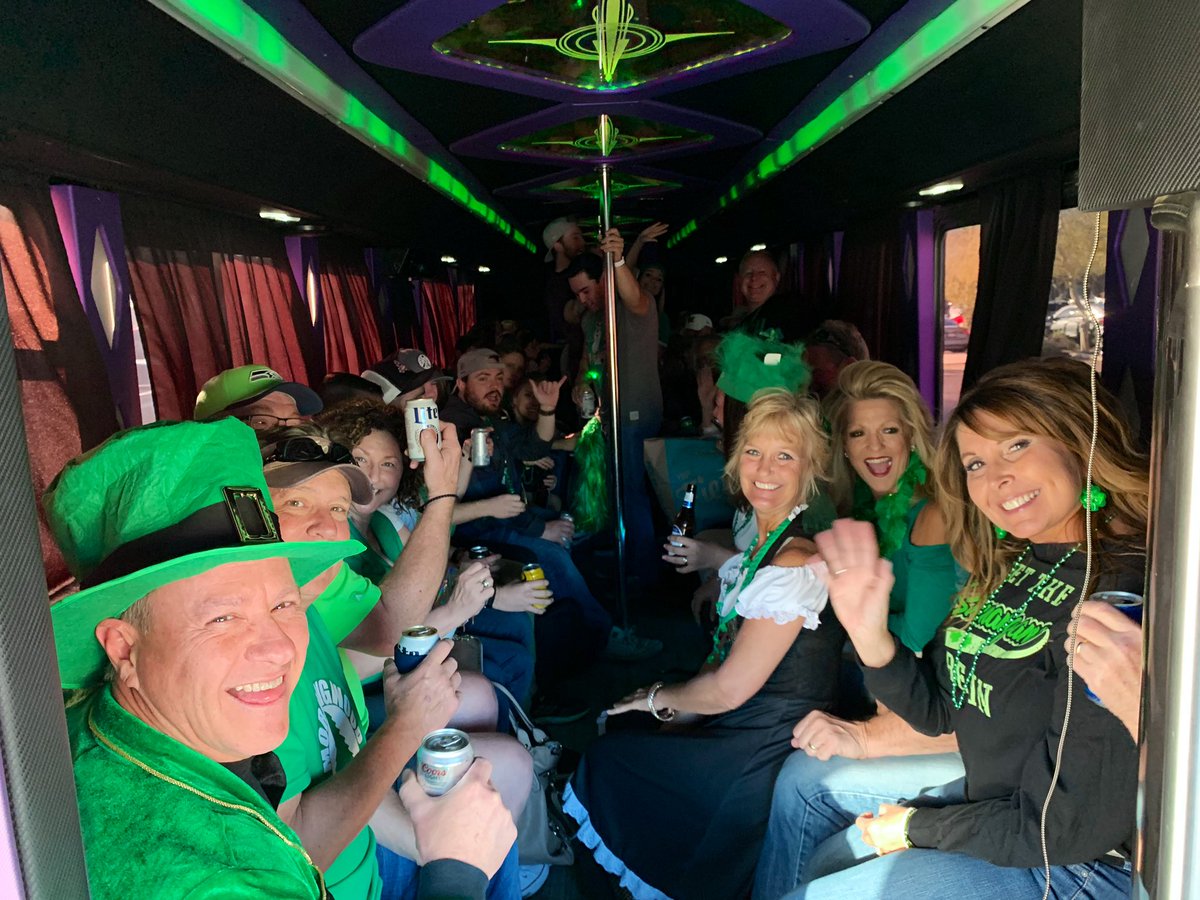GES__T's tweet photo. GES is on a pub crawl with this awesome group celebrating Saint Patrick’s day! 
Next stop is the end of the rainbow for the Pot-O-Gold! ☘️🎉🎊🍻☘️
#StPatricksDay #partybus https://t.co/N9CD9EaNWw