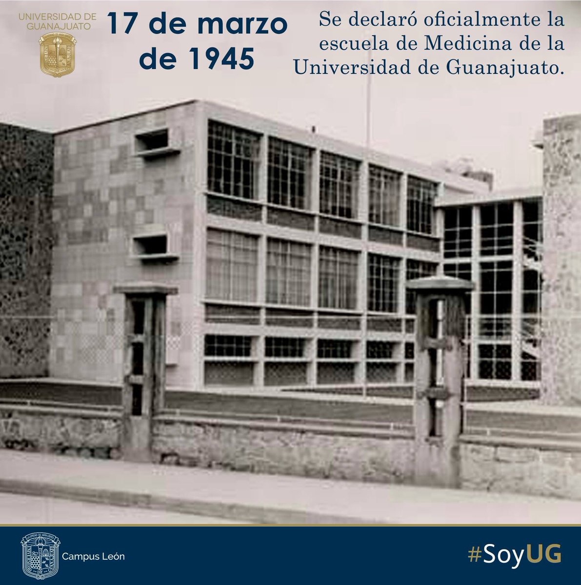 doctormosqueda's tweet photo. Un día como hoy, pero de 1945, nace la Escuela de Medicina de León!!!
#SoyUG #TodosSomosUG https://t.co/GSfhabPPir