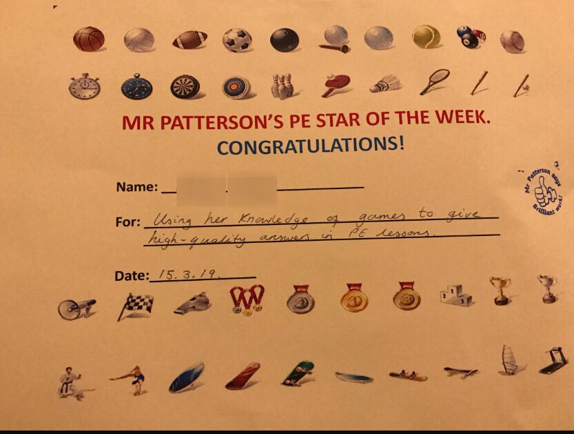 I’ve had little motivation to use Twitter lately, we’ll call it a hiatus. But as you sit tonight, like me, clinging onto the weekend, just remember that we can all be a <a href="/MrPatterson2019/">Mr Patterson</a> &amp; make somebody’s week as of tomorrow. Thank you sir on behalf of my daughter 👍