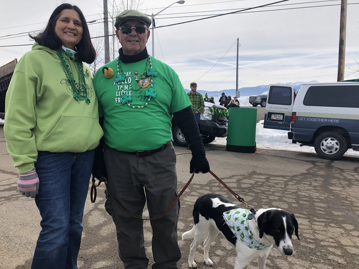 This is Edie and Danny Mac with their dog, Hallie. They’ve been in the Butte St. Patrick’s Day parade for about 30 years because “why not?” they said. When asked why they choose to participate in Butte’s Irish celebration, Danny said, “Show me a better one.”